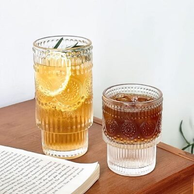 لیوان بلور طرحدار شفاف وارداتی kit-698