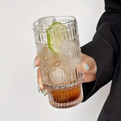 لیوان بلور طرحدار شفاف وارداتی kit-698