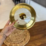 قابلمه پیرکس پروتی ترکیه با دسته و درب طلایی perotti