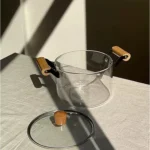 قابلمه پیرکس شعله مستقیم دسته بامبو وارداتی Evtoplus