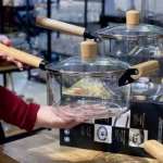 قابلمه پیرکس شعله مستقیم دسته بلند بامبو وارداتی