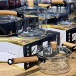 قابلمه پیرکس شعله مستقیم دسته بلند بامبو وارداتی