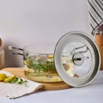 قابلمه پیرکس پروتی ترکیه با دسته و درب سیلور perotti