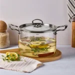 قابلمه پیرکس پروتی ترکیه با دسته و درب سیلور perotti