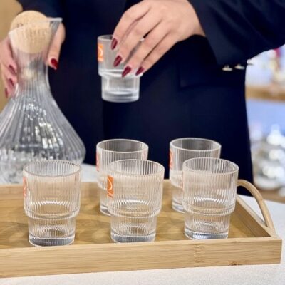 تنگ و نیم لیوان تراشدار 7 پارچه Deli Glass