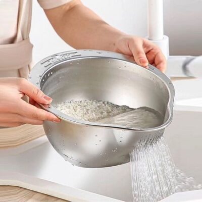 آبکش استیل و برنج‌شور وارداتی KIT-1135